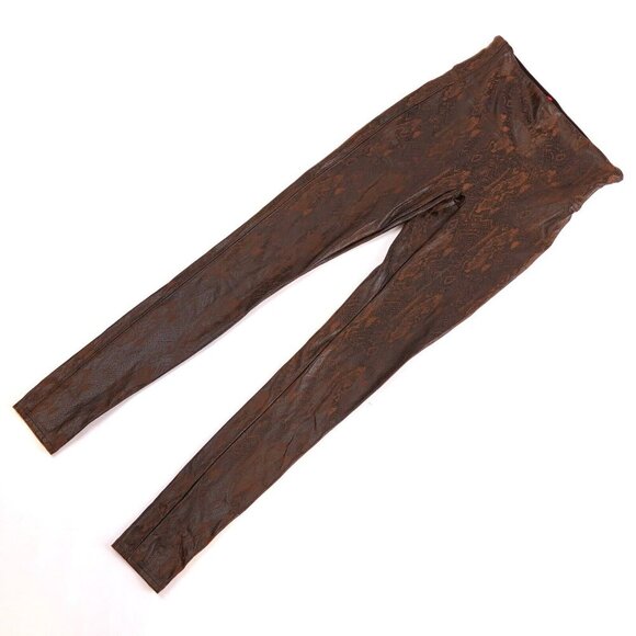Spanx Snake-Printed Faux Leather Leggings Brown - Size Small - EUC - Picture 3 of 7